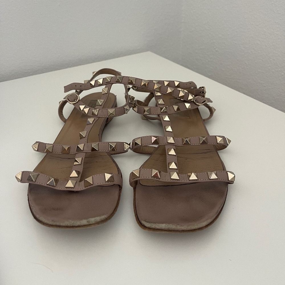Valentino Rockstud Caged Leather Ankle Strapped Sandal